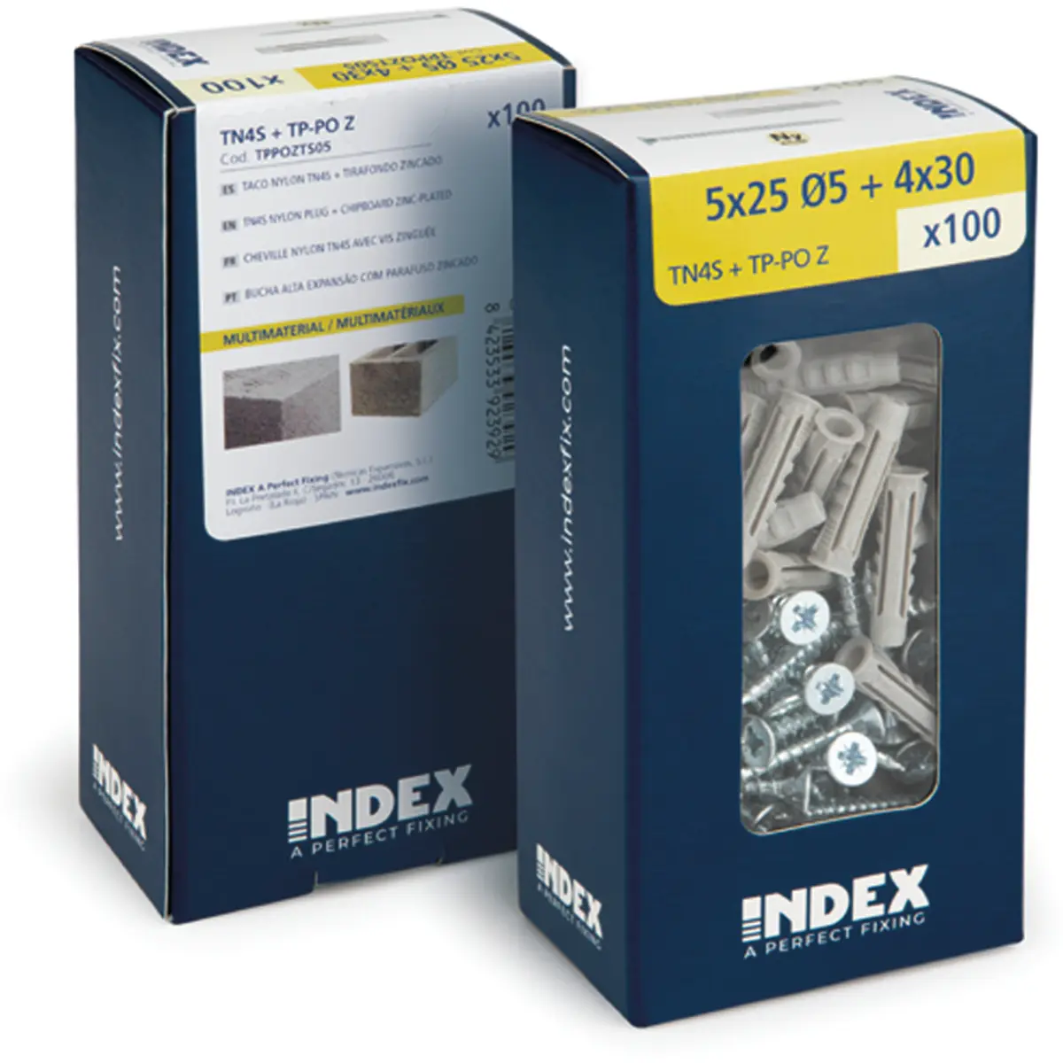 Conjunto de 100 parafusos PZ2 Ø4x30mm + Buchas Ø5mm