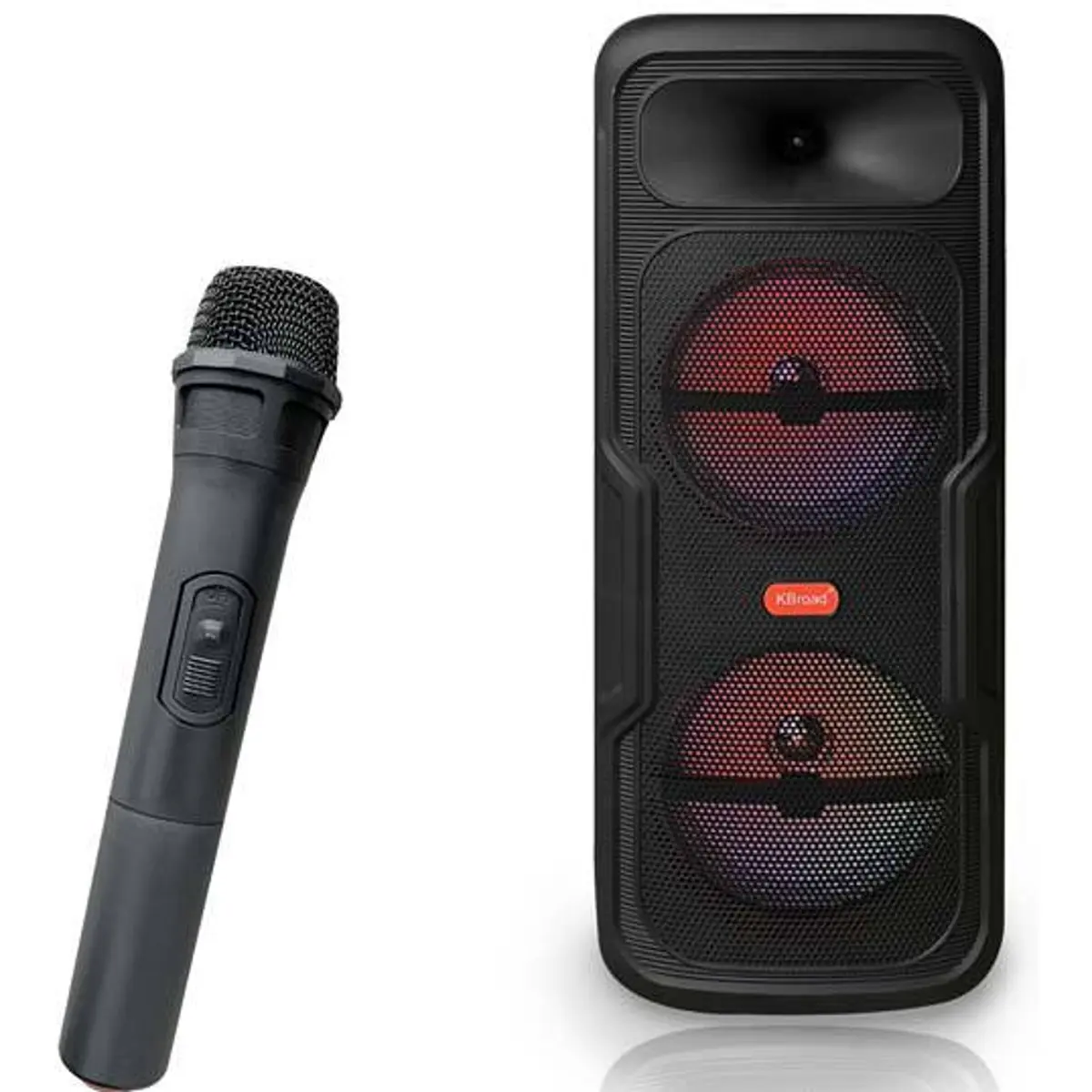 KBroad KTS-2036 - Coluna Amplificada Portátil 2x8'' LED FM/USB/TF