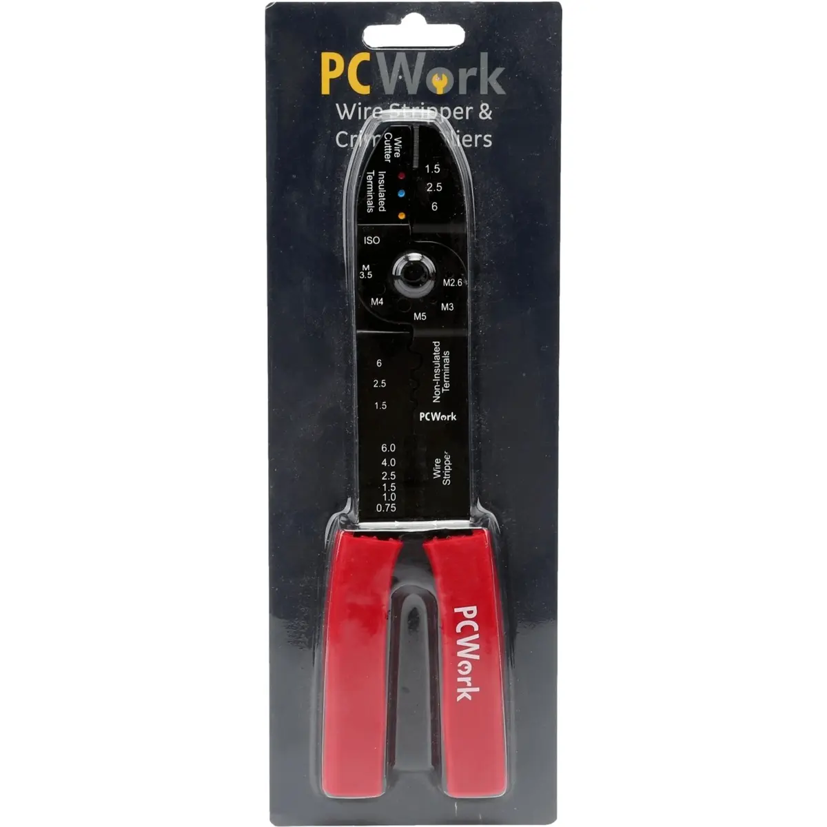 Alicate de cravar terminais isolados 0.25-6.0mm² e não isolados fechados 1.5-4.6mm² c/ descarnador e cortador