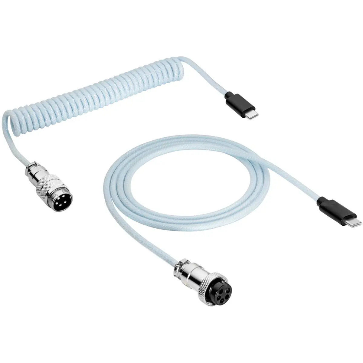 Cabo Retro em espiral USB-C - USB-C (c/ ligação de ficha Micro) - Azul - 3m