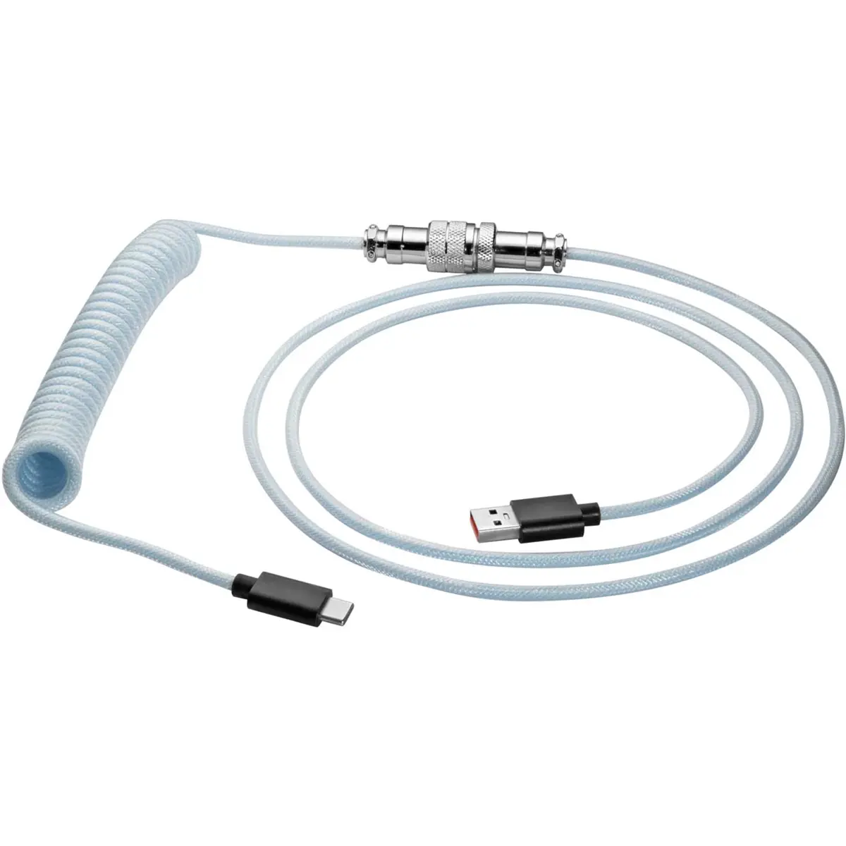 Cabo Retro em espiral USB-A - USB-C (c/ ligação de ficha Micro) - Azul - 3m
