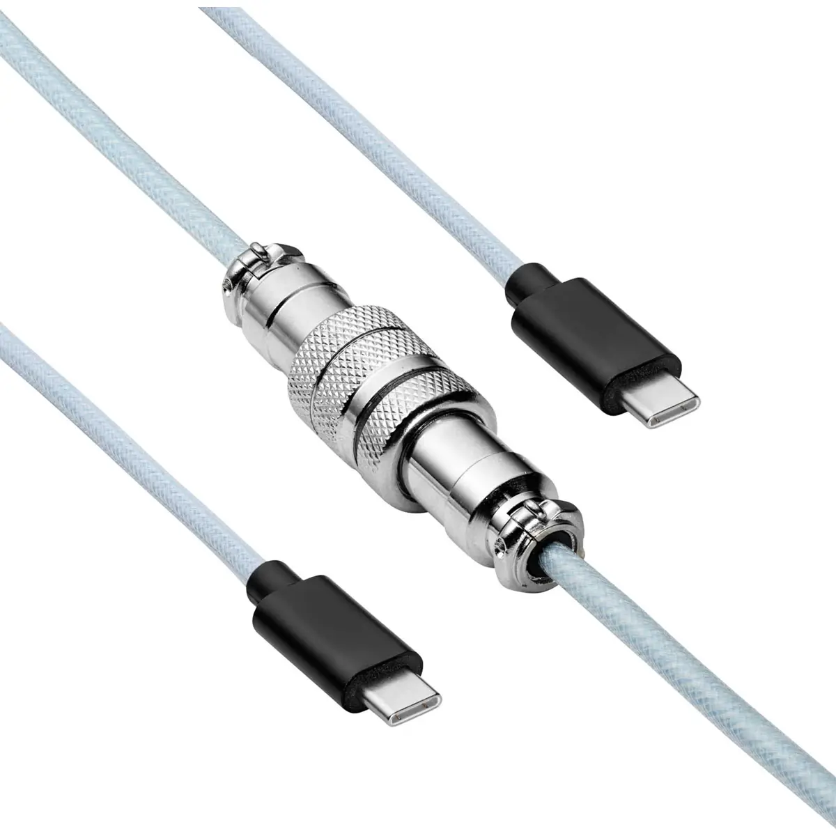 Cabo Retro em espiral USB-C - USB-C (c/ ligação de ficha Micro) - Azul - 3m