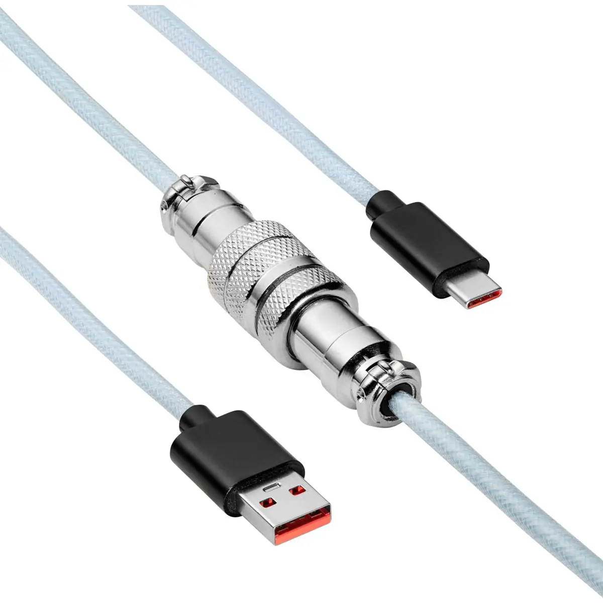Cabo Retro em espiral USB-A - USB-C (c/ ligação de ficha Micro) - Azul - 3m