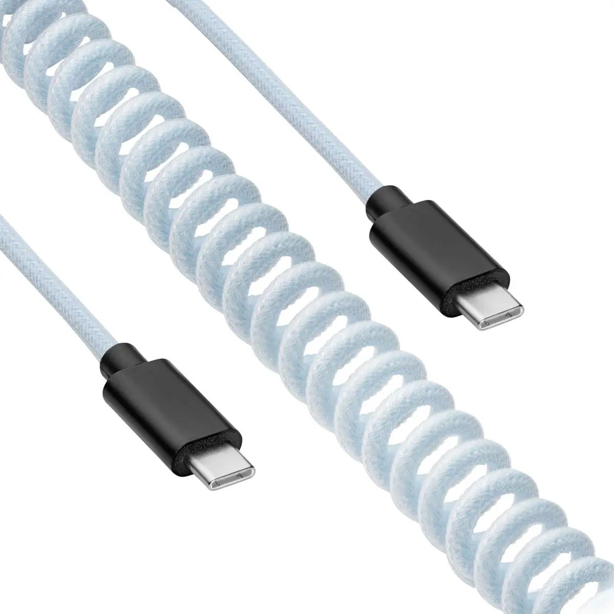Cabo Retro em espiral USB-C - USB-C (c/ ligação de ficha Micro) - Azul - 3m