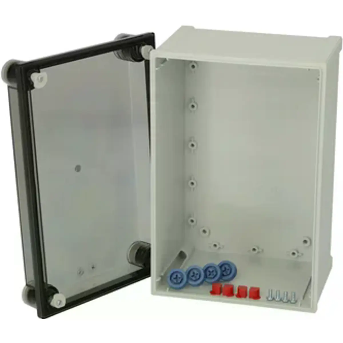 Caja plástica 300x200x170mm gris c/ tapa transparente - IP67
