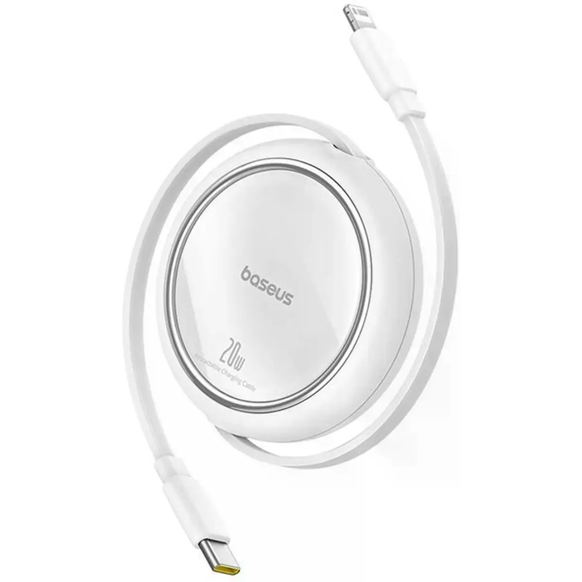 Cabo retrátil USB-C macho <-> Lightning 20W PD - 1 m - branco
