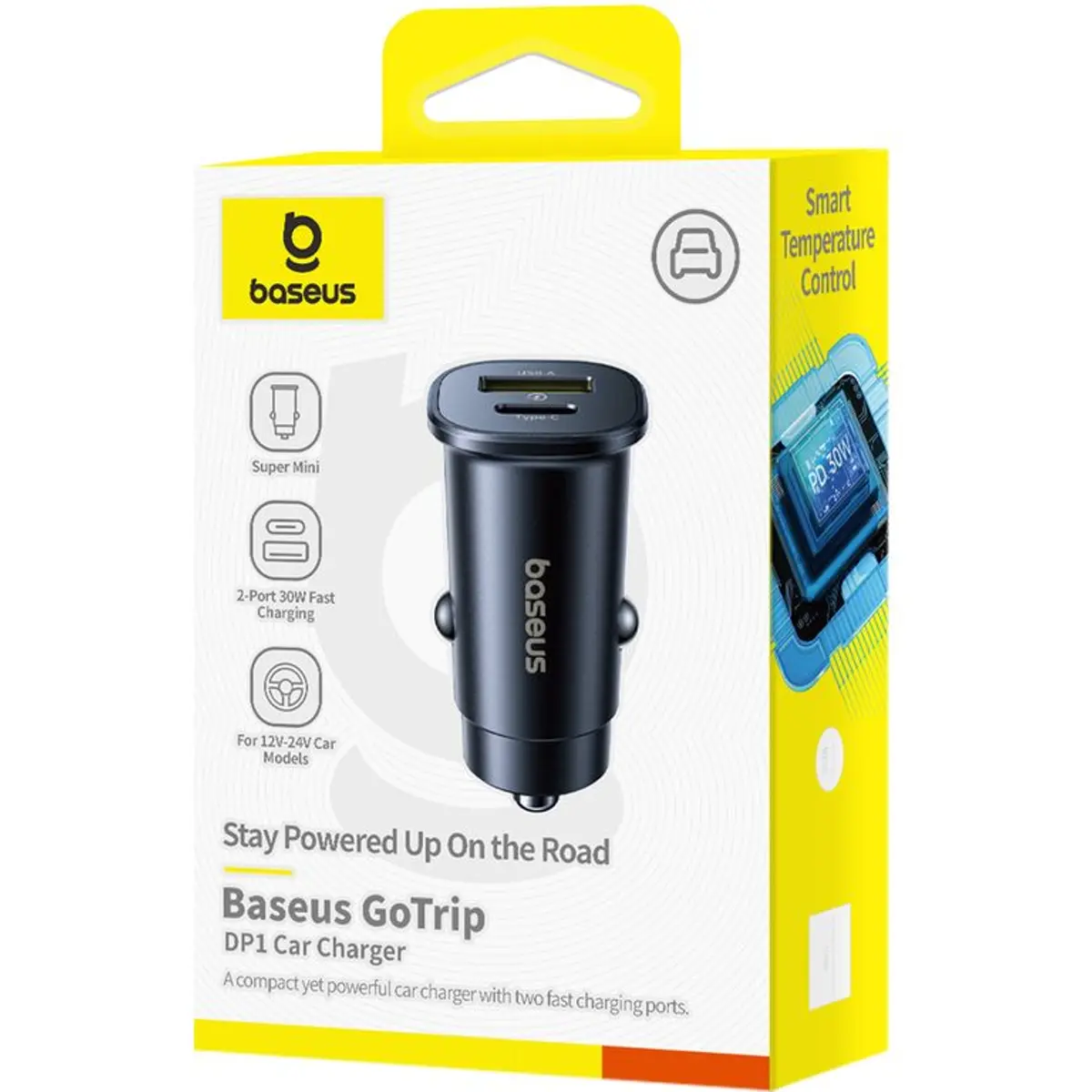 Carregador de Isqueiro (12..24VDC) USB-A QC3.0 + USB-C PD 30W