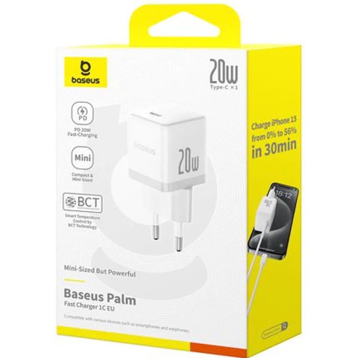 Carregador 1x USB-C 20W PD 3.0 QC 3.0 - branco