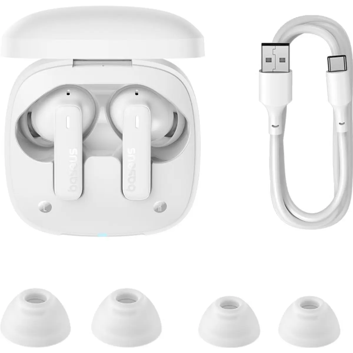 Auriculares earbuds TWS Bluetooth 5.3 c/ estojo de carregamento - Brancos
