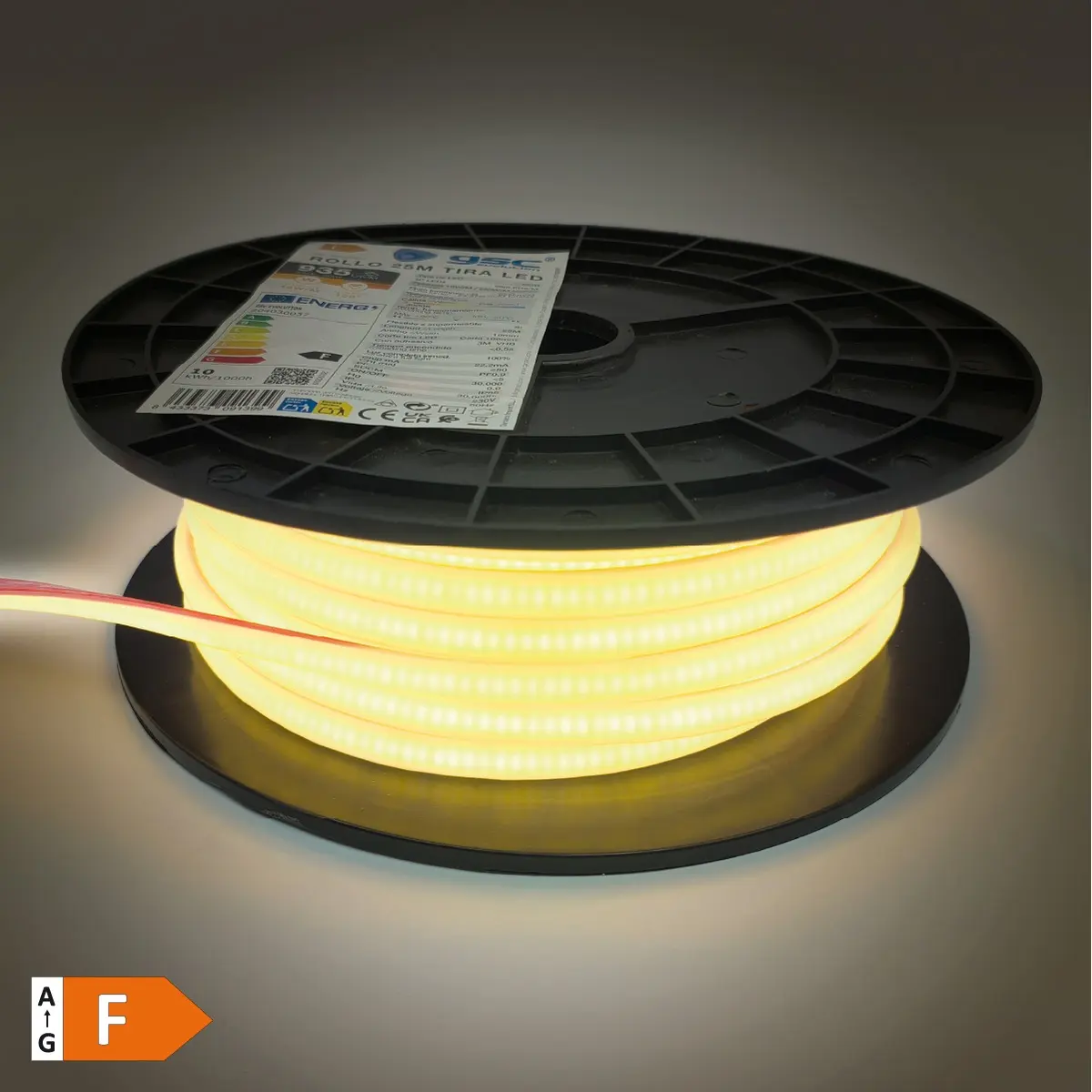 Fita LED COB 4000K (branco neutro) 230Vac 10W/m dimável - IP65 - rolo 25m