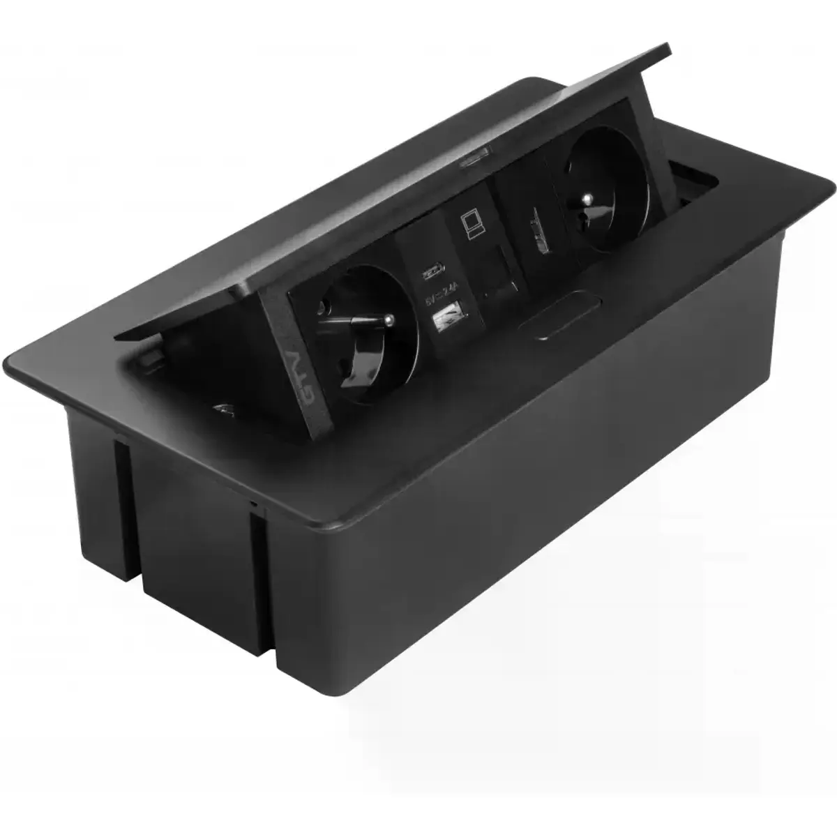 Bloco de tomadas de encastrar Fliptop 2x Schuko, 1x RJ45 1x USB-A 1x USB-C 1x HDMI - cabo 1.5 m