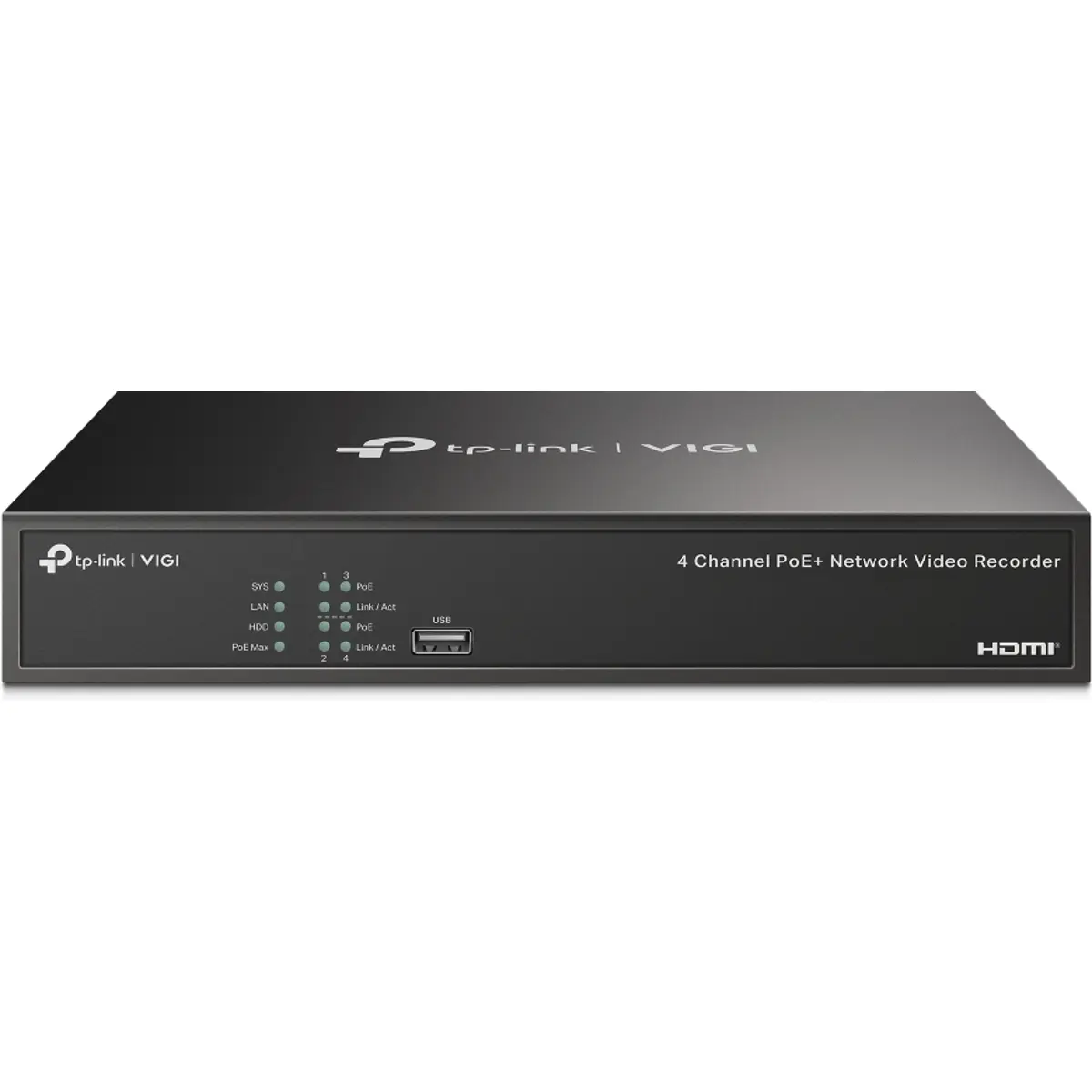 Gravador vídeo NVR 4x PoE para câmaras IP c/ HDD 2TB - 4 canais