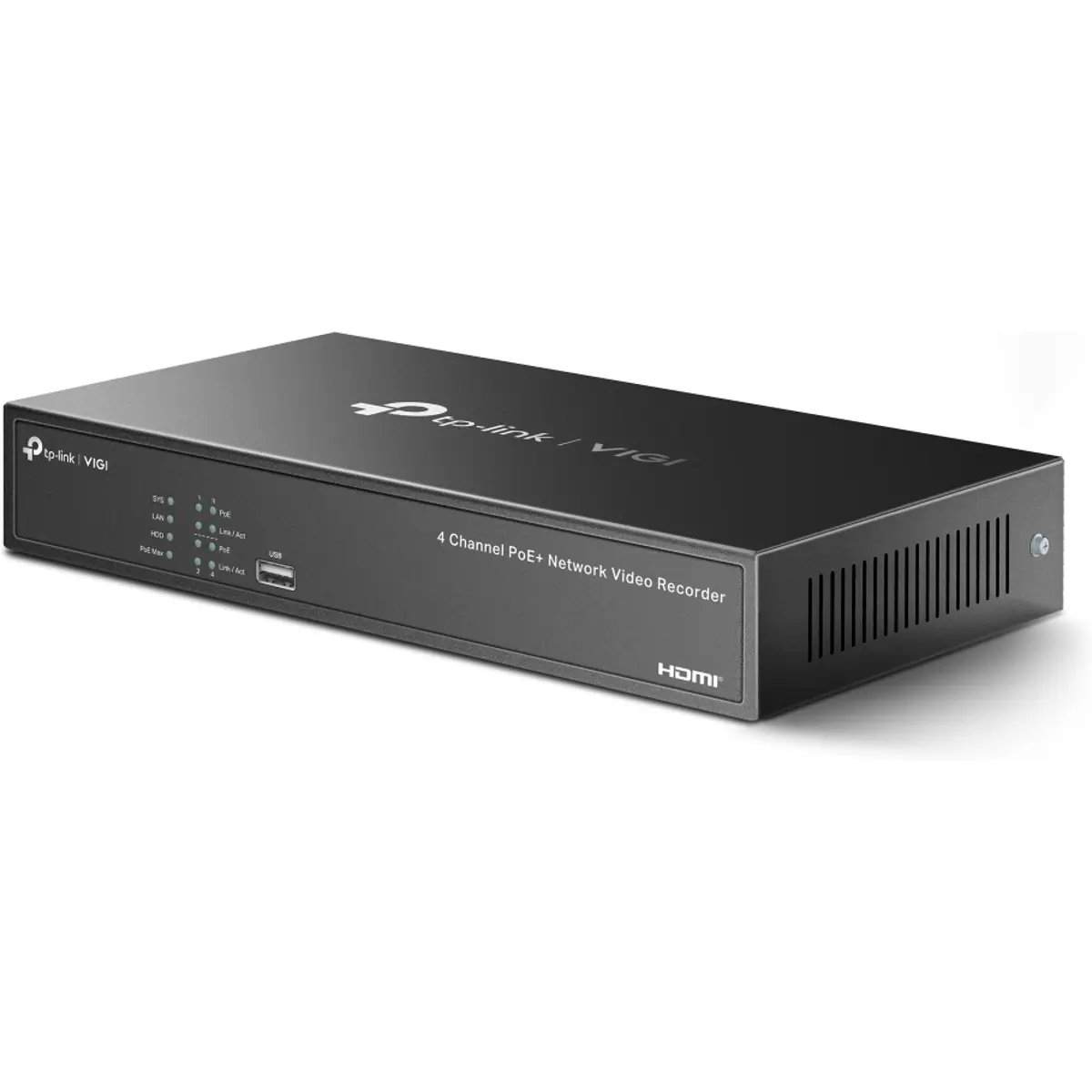 Gravador vídeo NVR 4x PoE para câmaras IP c/ HDD 2TB - 4 canais