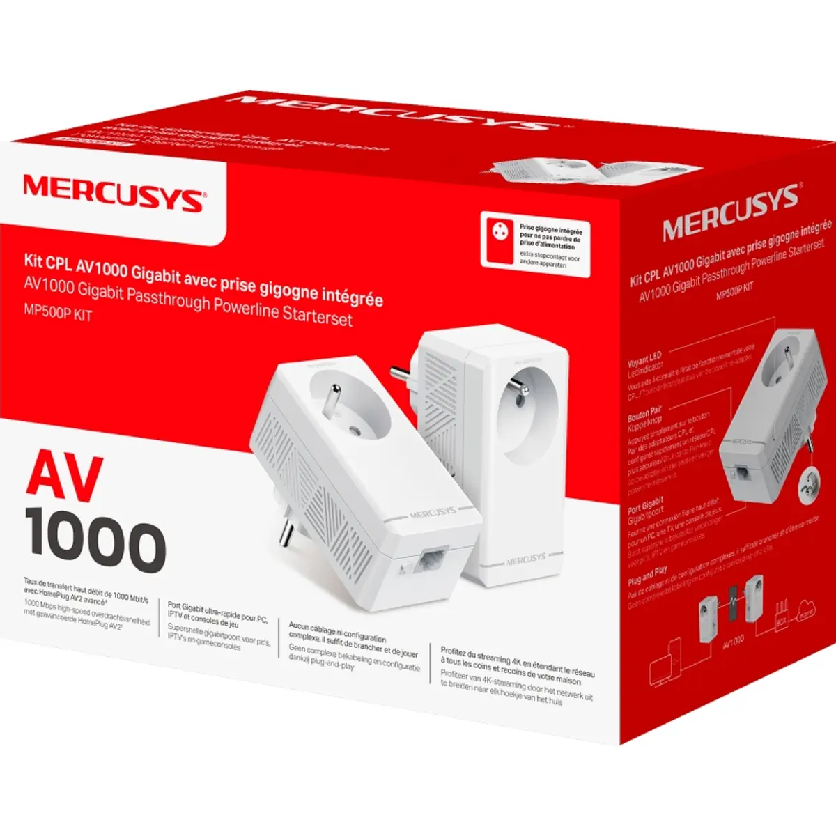 Kit 2 adaptadores Powerline AV1000 Gigabit c/ Passthrough