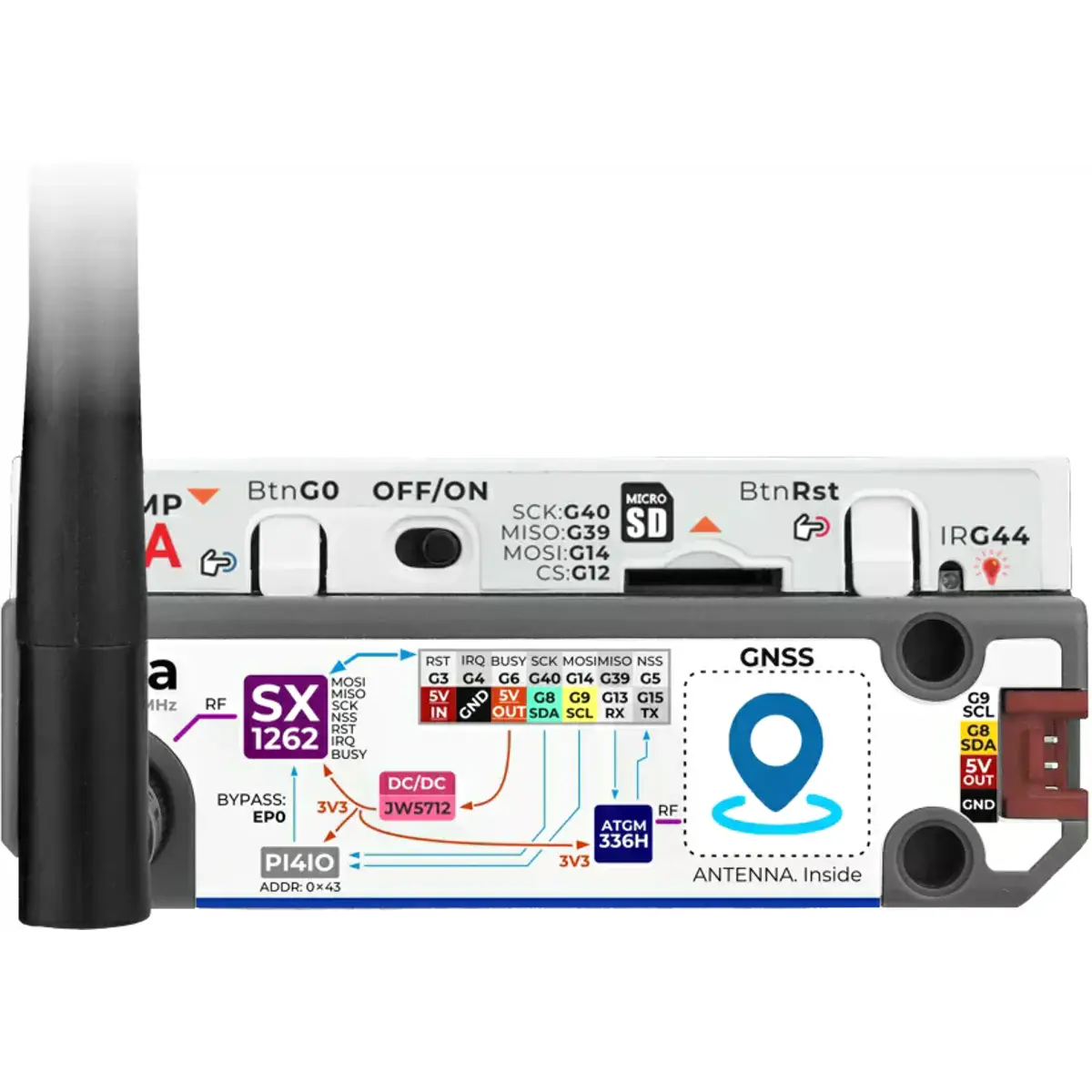 Mini computador portátil c/ Stamp-S3A, bateria, teclado, display 1.14''+ módulo Cap LoRa-1262