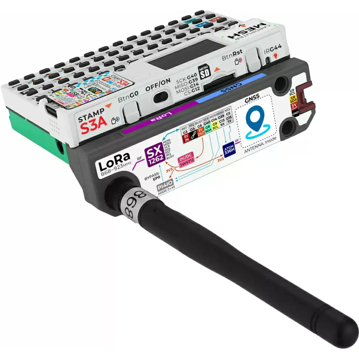 Mini computador portátil c/ Stamp-S3A, bateria, teclado, display 1.14''+ módulo Cap LoRa-1262