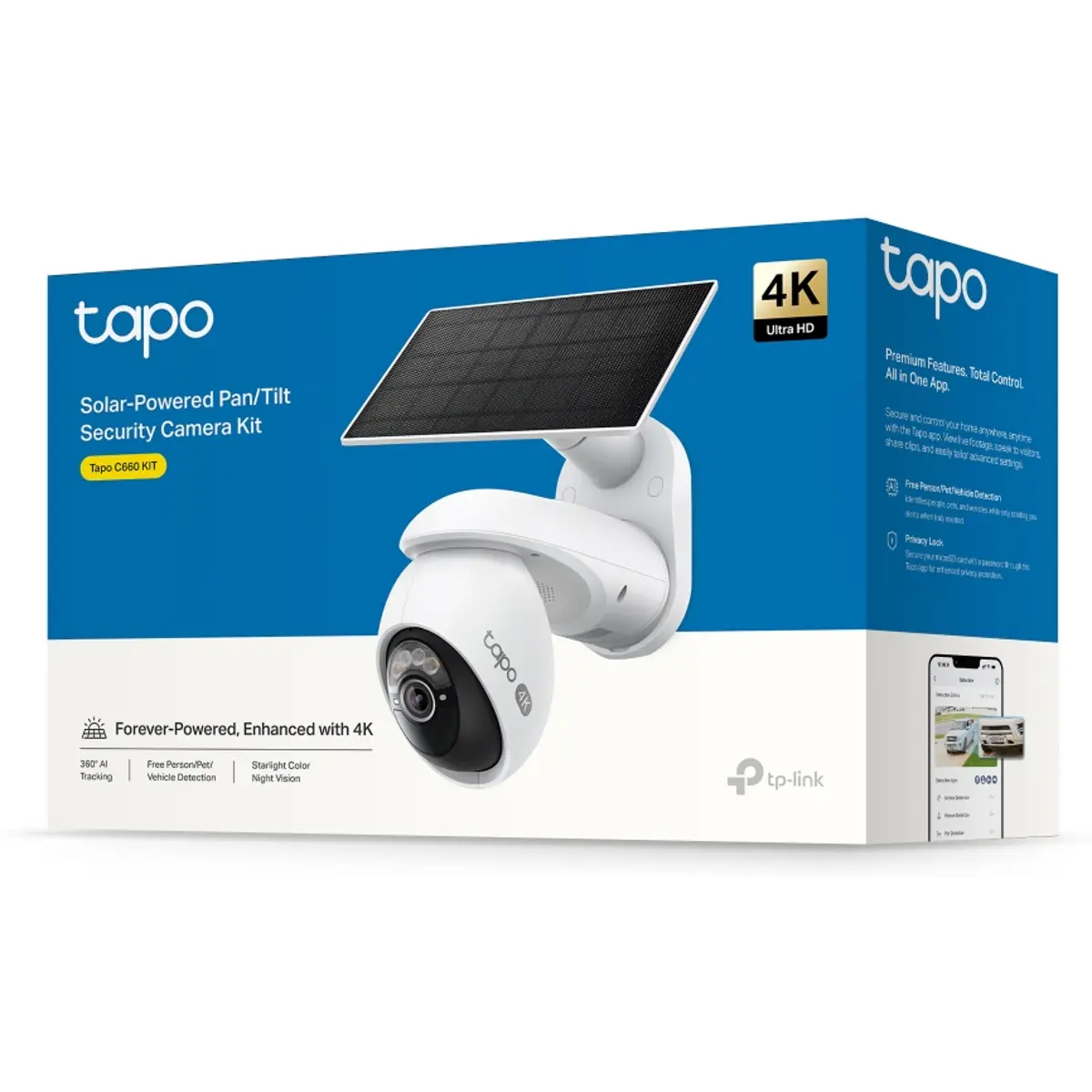Câmara IP (Wi-Fi) Pan/Tilt 4K 8MP 1.6mm IR 12m c/ bateria + painel solar - IP65