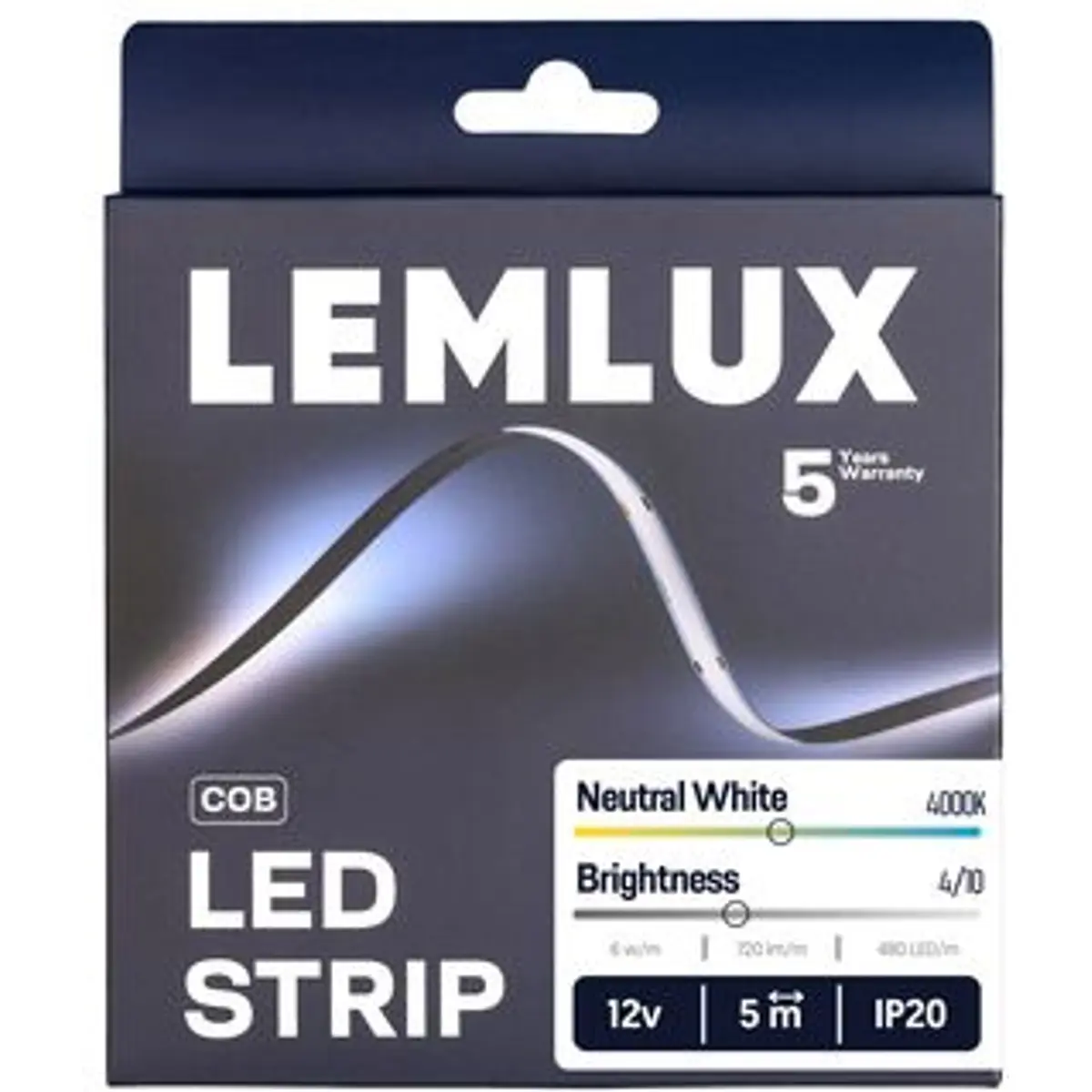 Fita LED COB 8mm 4000K branco neutro 12Vdc 720lm 6W/m IP20 - rolo 5 m