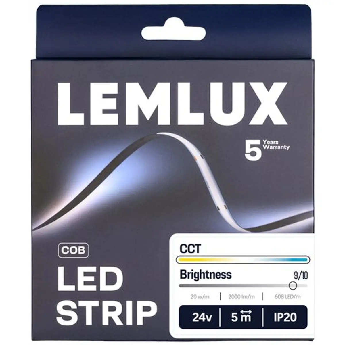 Fita LED COB 10mm 2700K-6500K 24Vdc 2000 lm/m 20 W/m IP20 - rolo 5 m