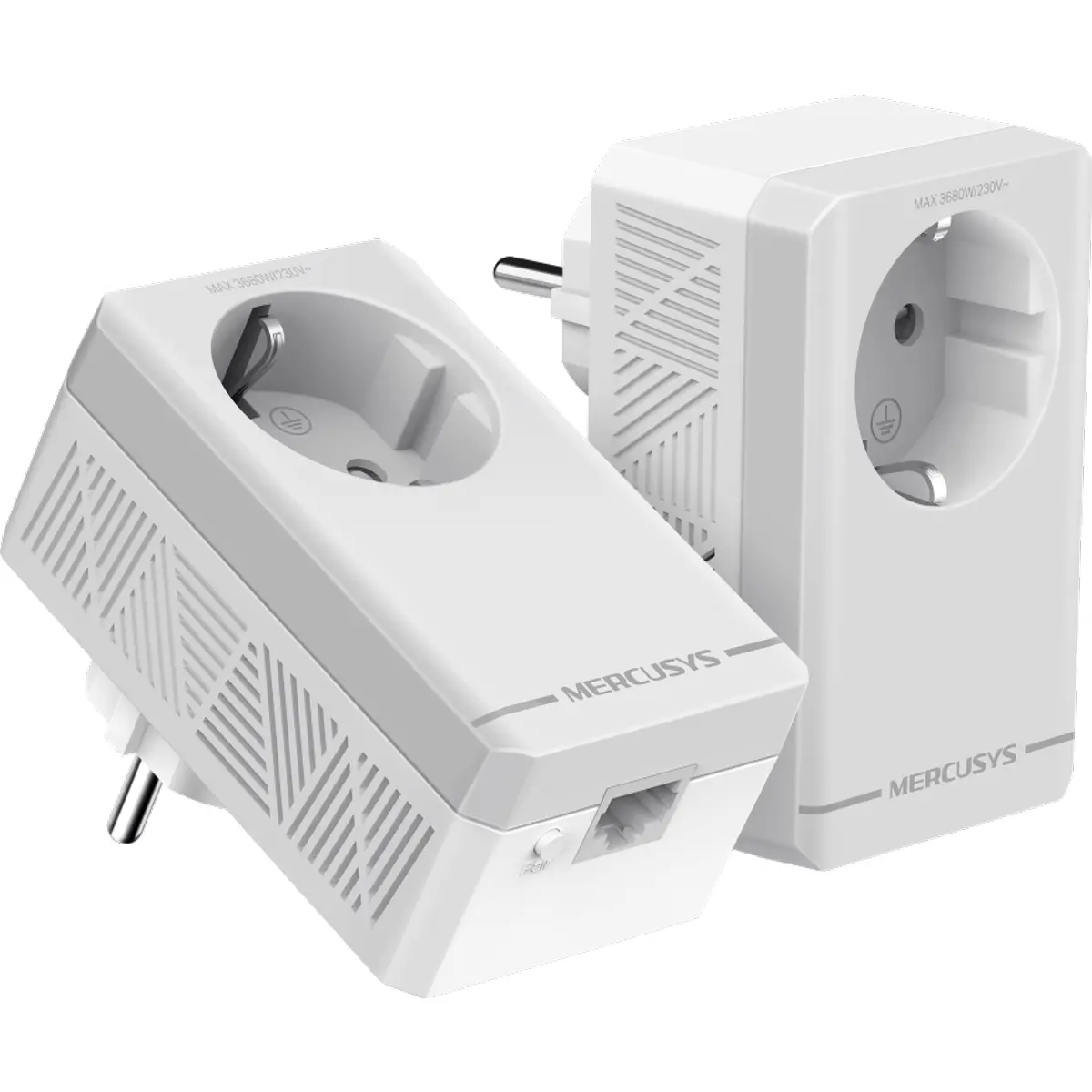 Kit 2 adaptadores Powerline AV600 (600Mbps) c/ passthrough e portas RJ45
