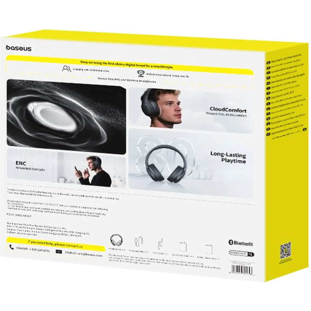 Auscultadores Headphones Over-ear ENC Bluetooth 6.0 + Jack 3.5 AUX