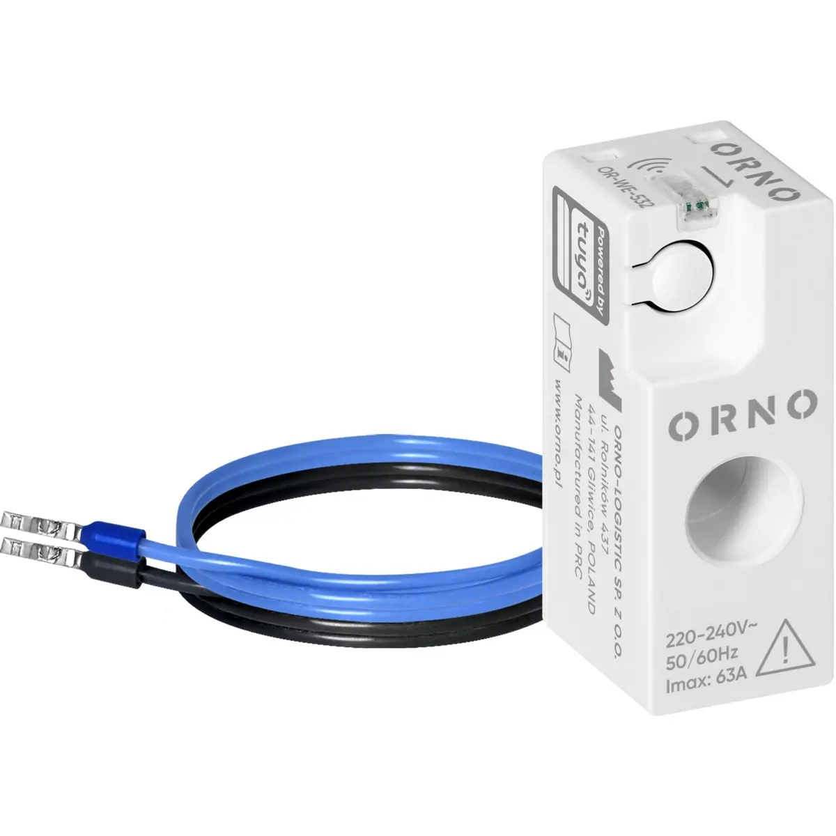 Pinça medição monofásica Wi-Fi 250V/63A Ø9.8mm (compatível c/ Tuya)
