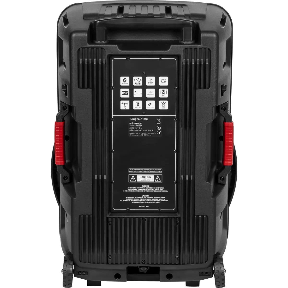 Coluna portátil karaoke 240W c/ bluetooth/USB/SD/AUX/FM + 2 microfones s/ fio + telecomando