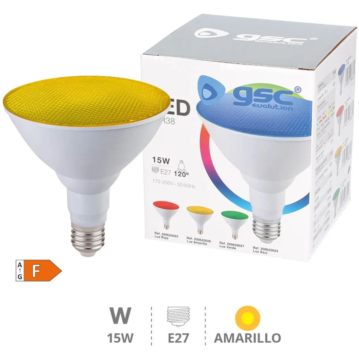 Lâmpada LED E27 PAR38 15W Amarela IP65
