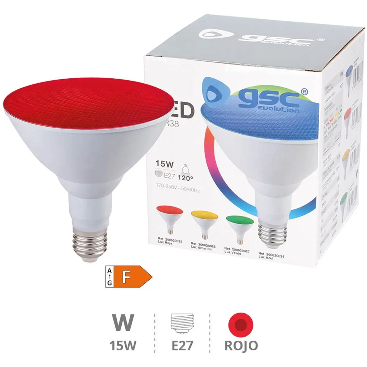 Lâmpada LED E27 PAR38 15W Vermelha IP65