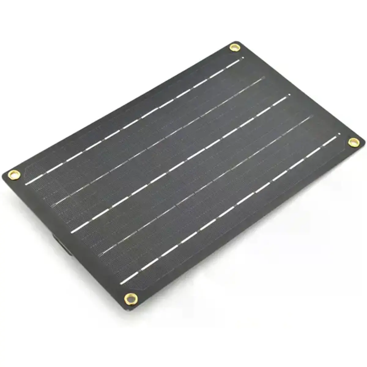 Painel solar monocristalino portátil 6W 5V 1A c/ conector USB-A - 275×170mm
