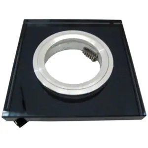 Aro fixo quadrado em vidro com mola para lâmpadas GU10/MR16 (Ø55mm) - preto