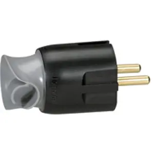 Ficha schuko macho 250VAC 16A 2P+T rotativa preta