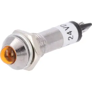 Indicador LED metálico convexo 24VDC Ø8.2mm laranja