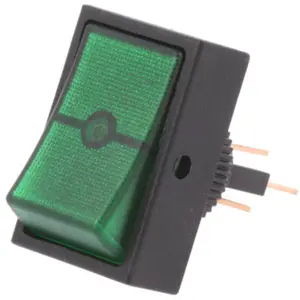 Interruptor basculante 2 posições estáveis - OFF-ON - 12VDC 30A (3 pinos) - verde