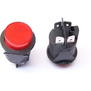 Interruptor luminoso 230VAC 16A bipolar redondo vermelho 2 posições estáveis ON-OFF Ø28x35mm