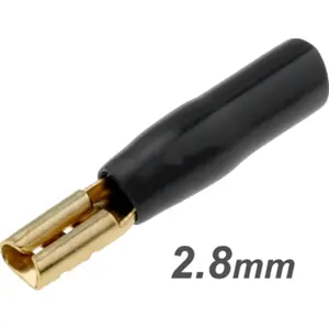 Terminal Faston fêmea dourado isolado preto 2.8mm