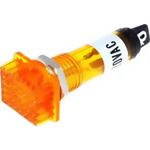 Indicador rectangular com lâmpada de neon amarelo 230VAC Ø10mm