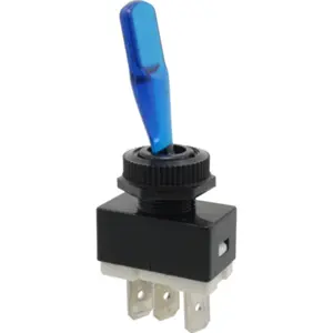 Interruptor de alavanca 2 posições estáveis - ON-OFF - 12VDC 6A (3 pinos) luminoso azul - Donau KS132