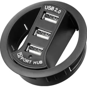 Hub USB 2.0 de 3 portas - para embutir - Ø60mm