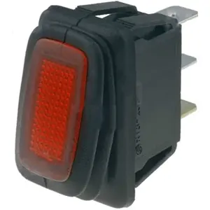 Interruptor basculante 2 pos. estáveis - ON-OFF - 250VAC 16A (3 pinos) - luminoso verm