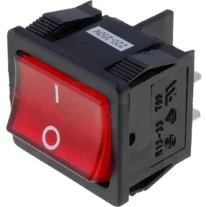 Interruptor basculante 2 posições estáveis - ON-OFF - 250VAC 6A (4 pinos) - luminoso vermelho