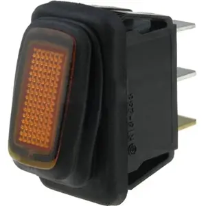 Interruptor basculante 2 posições estáveis - ON-OFF - 14VDC 25A (3 pinos) - LED 12VDC amarelo