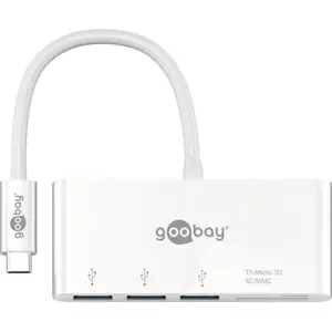 Adaptador/conversor multiport USB-C macho para USB-C fêmea, 3x USB A 3.0 fêmea, microSD e SD - 0.15m