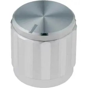 Botão de parafuso para potenciómetro [veio liso] c/ indicador Ø14x16mm - Prateado