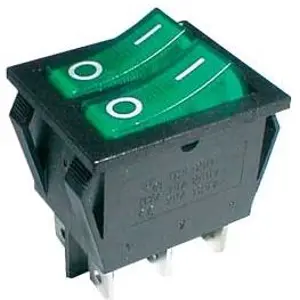 Interruptor basculante duplo ON-OFF 230VAC 15A luminoso verde