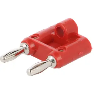 Ficha 2x banana fêmea 4mm - 2x banana macho 4mm - vermelho