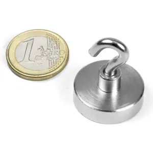 Íman Neodymium (NdFeB) com gancho N38 Ø25mm M4