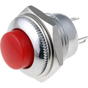 Botão interruptor de pressão monoestável - ON-(ON) - 250VAC 1.5A (3 pinos) - vermelho metálico