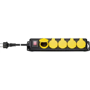 Bloco de 5 tomadas p/ exterior c/ interruptor IP44 - 3.0m