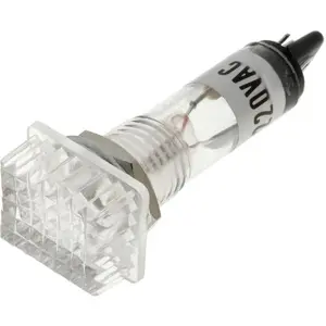 Indicador rectangular com lâmpada de neon branca 230VAC Ø10mm